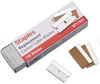 BLADES, CARTON CUTTERS, REPLACEMENT, STAPLES, GREY, 100/CT MAIN